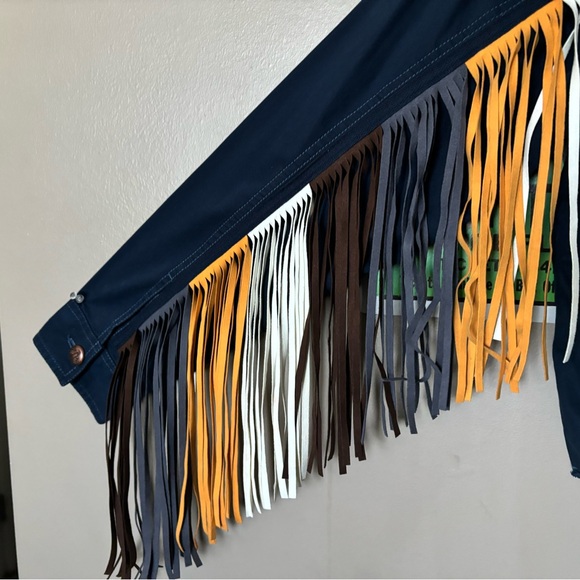 Y2K Vintage Festival Ariat Indigo Tribe Fringe Jacket - Picture 3 of 8